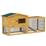 '-PawHut 2 Level 59" Outdoor Rabbit Hutch with Openable Top, Yellow - Outdoor Style Company