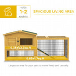 '-PawHut 2 Level 59" Outdoor Rabbit Hutch with Openable Top, Yellow - Outdoor Style Company