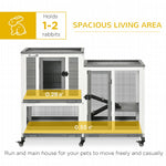 Portable Coops - PawHut 2 Story Rabbit Hutch Indoor Wood Rabbit House Bunny Hutch with Runs, Wheels, Waterproof Roof and Removable Tray, Gray - Outdoor Style Company