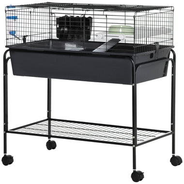 -PawHut 2-Story Small Animal Cage Removable from Stand, with Shelf & Wheels, Guinea Pig Cage, Hedgehog Cage, Chinchilla Cage, 33" x 18.5" x 35" - Outdoor Style Company
