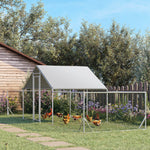 -PawHut 23' x 6.6' Large Chicken Coop with Weather-Resistant Cover for 12-14 Chickens, Silver - Outdoor Style Company