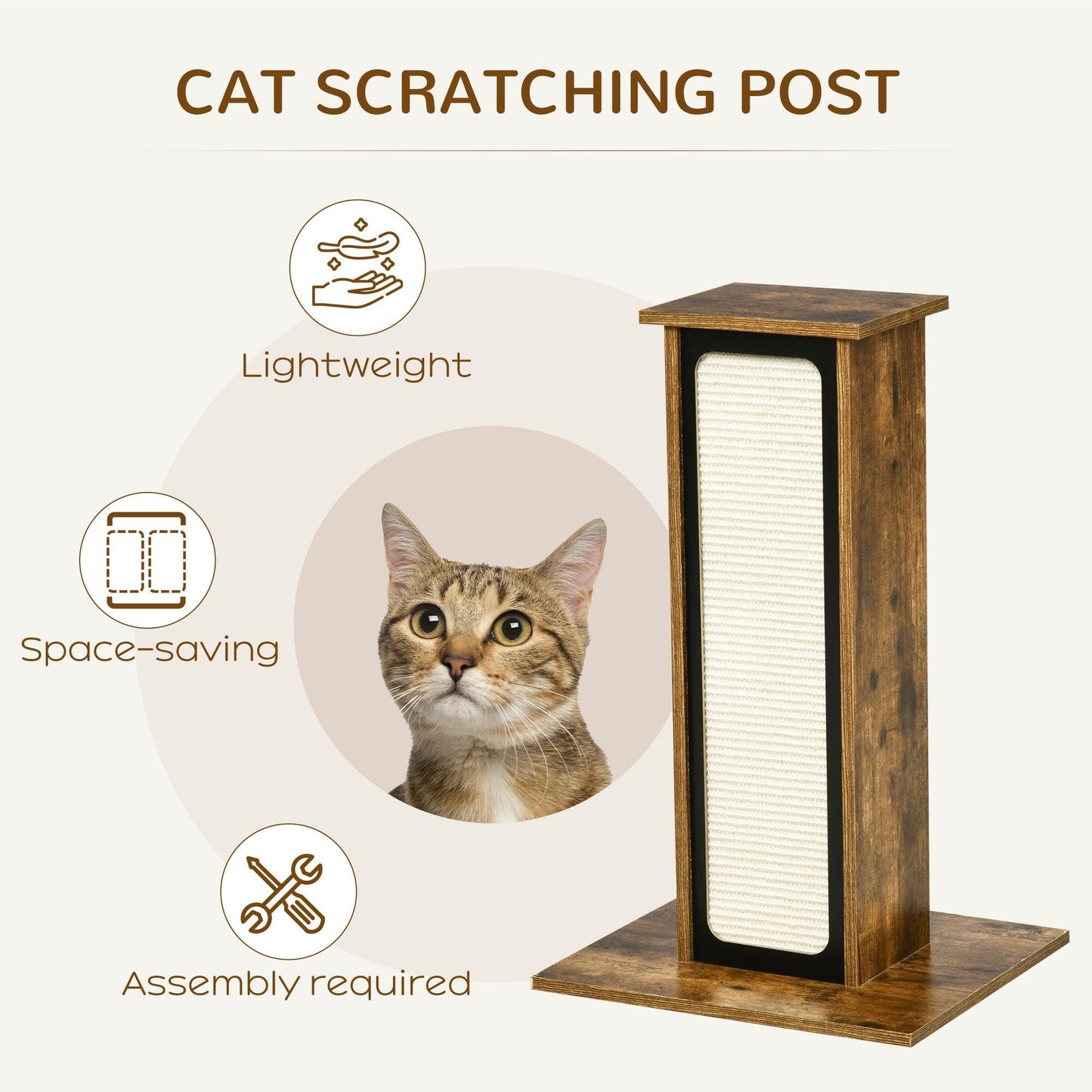 Stationary Bins - PawHut 25.5" Cat Tree Kitty Activity Center Pinewood Cat Climbing Toy Indoor Outdoor Pet Furniture Perch Hanging Toy Ladder Cushion Natural - Outdoor Style Company