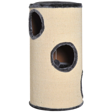 Miscellaneous - PawHut 28" Cat Condo 3 - Story Cat House with Sisal, Gray - Outdoor Style Company