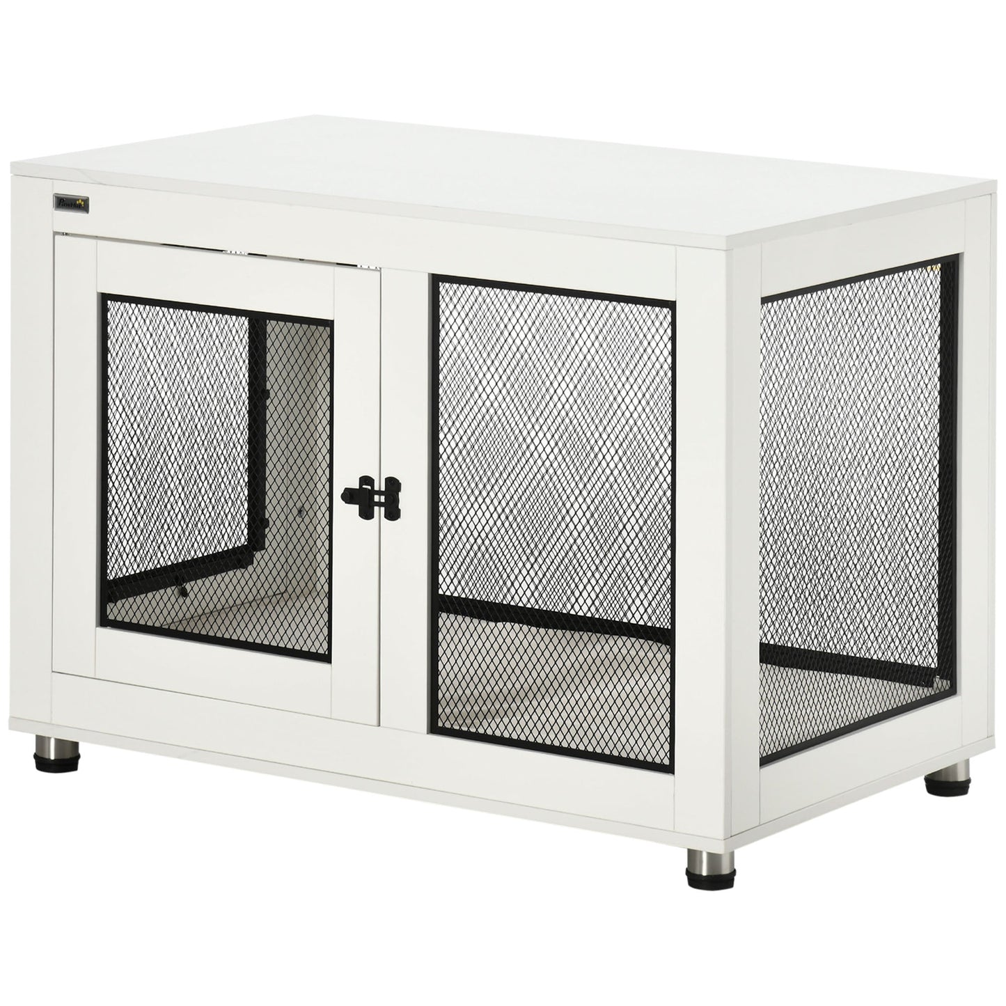 '-PawHut 37" Dog Crate Furniture with Water-Resistant Cushion & Double Doors, Dog Cage End Table for Large Dogs, White - Outdoor Style Company