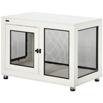 '-PawHut 37" Dog Crate Furniture with Water-Resistant Cushion & Double Doors, Dog Cage End Table for Large Dogs, White - Outdoor Style Company