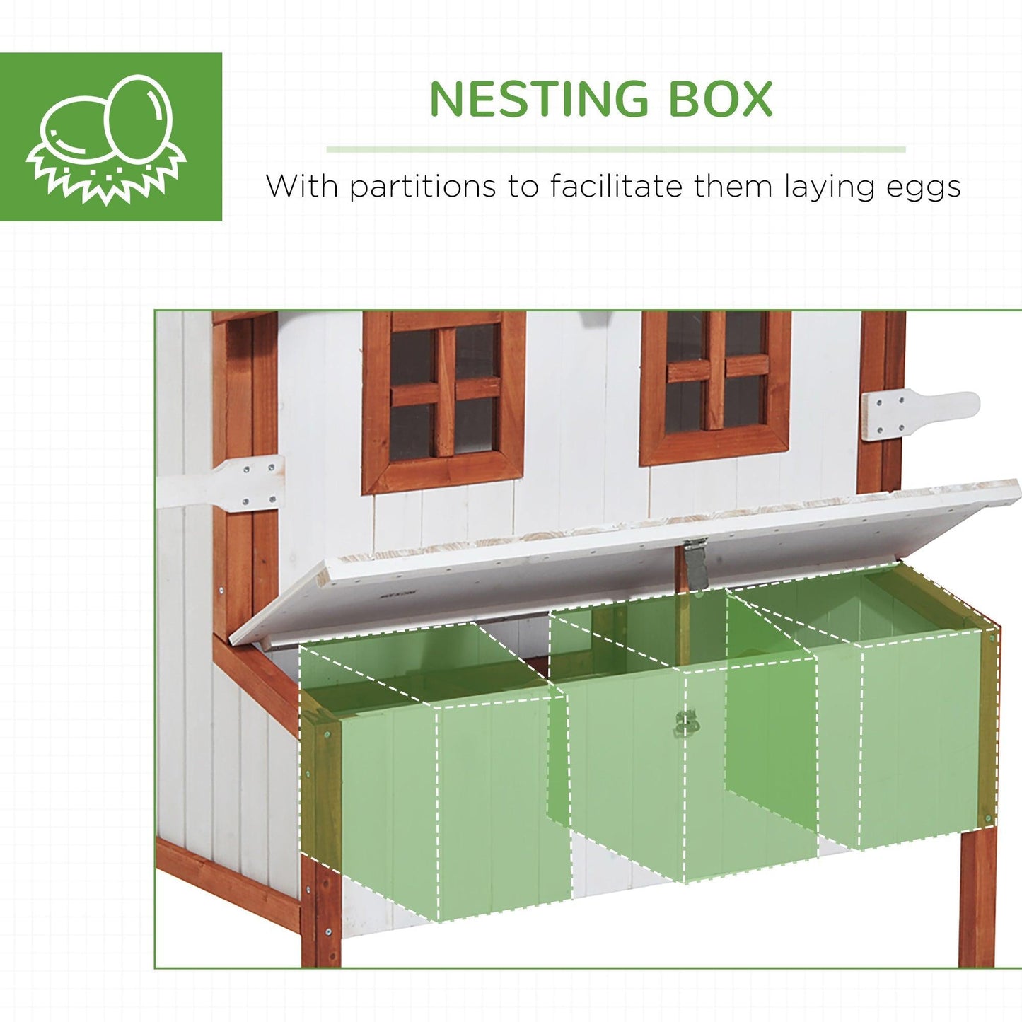 '-PawHut 47" Chicken Coop Wooden Chicken House, Rabbit Hutch Raised Poultry Cage Portable Hen Pen Backyard with Nesting Box and Handles, White - Outdoor Style Company