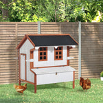 '-PawHut 47" Chicken Coop Wooden Chicken House, Rabbit Hutch Raised Poultry Cage Portable Hen Pen Backyard with Nesting Box and Handles, White - Outdoor Style Company