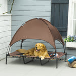 '-PawHut 48" x 36" Elevated Portable Dog Cot Cooling Pet Bed with UV Protection Canopy Shade, Coffee - Outdoor Style Company