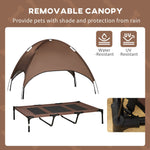 '-PawHut 48" x 36" Elevated Portable Dog Cot Cooling Pet Bed with UV Protection Canopy Shade, Coffee - Outdoor Style Company