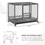 '-PawHut 49.5" Heavy Duty Dog Cage, Metal Dog Kennel Crate, Dog Playpen with Lockable Wheels, Slide-out Tray, Food Bowl & Double Doors, Black - Outdoor Style Company