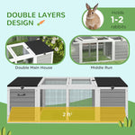 '-PawHut 55" Rabbit Hutch Pet House, Outdoor Rabbit Cage w/ Openable Asphalt Roofs, Animal Habitat, Gray - Outdoor Style Company