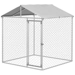 -PawHut 6.6' x 6.6' x 7.8' Dog Kennel Outdoor for Small Medium Dogs with Waterproof Roof, Silver - Outdoor Style Company