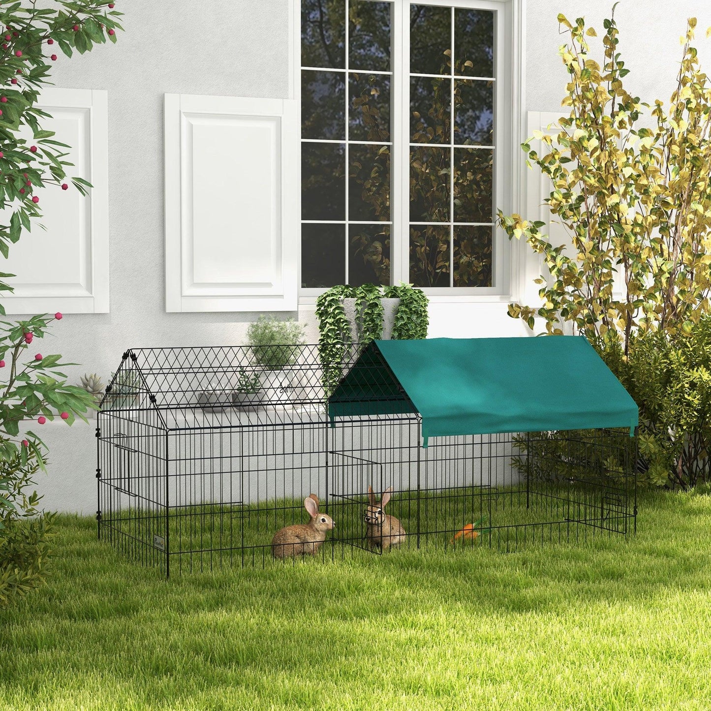 Miscellaneous - PawHut 73" Small Animal Playpen with Roof for Rabbits, Chicken, Chinchillas - Outdoor Style Company