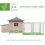 '-PawHut 77" Wooden Chicken Coop with Nesting Box, Cute Outdoor Hen House with Removable Tray, Ramp Run, for Garden Backyard, Natural - Outdoor Style Company