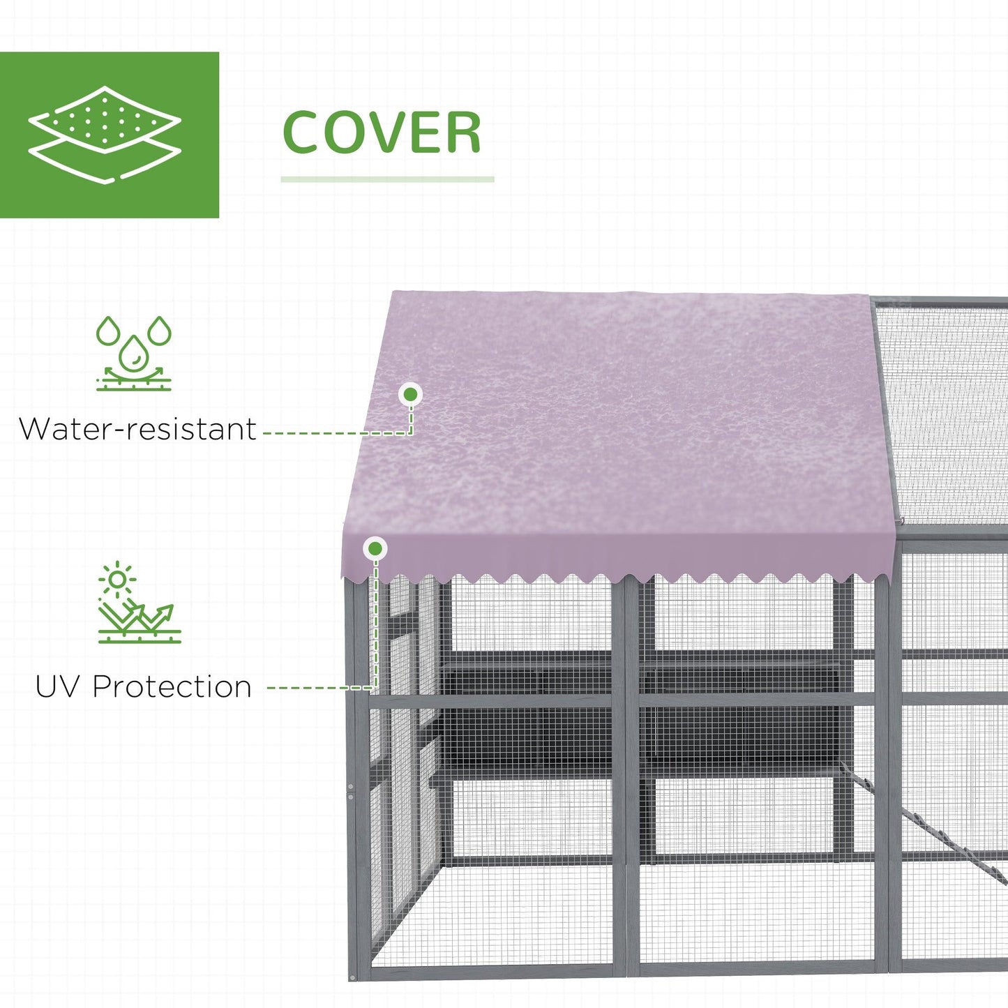 '-PawHut 9.2' x 6.1' Large Chicken Coop with Nesting Box, Water-Resistant and Anti-UV Cover for 8-12 Chickens, Gray - Outdoor Style Company