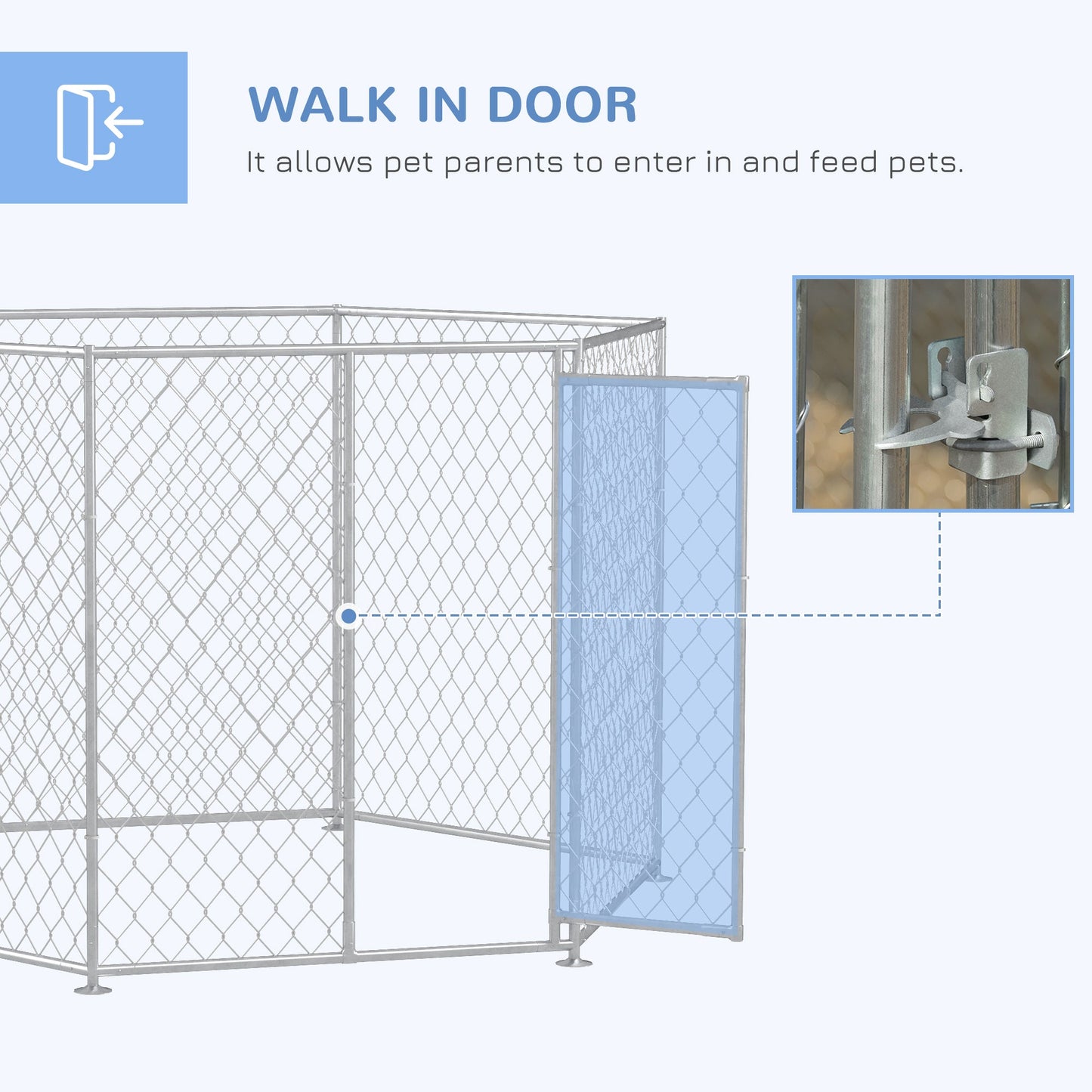 -PawHut 9.2' x 8' x 5.6' Dog Kennel Outdoor for Medium and Large-Sized Dogs with Lockable Door, Silver - Outdoor Style Company