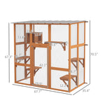 '-PawHut Catio Cat Window Box Outside Enclosure with Bridge Platforms - Outdoor Style Company