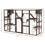 '-PawHut Catio Playground Cat Window Box Outside Enclosure for Multiple Cats w/ Shelves & Bridges, Coffee Brown - Outdoor Style Company