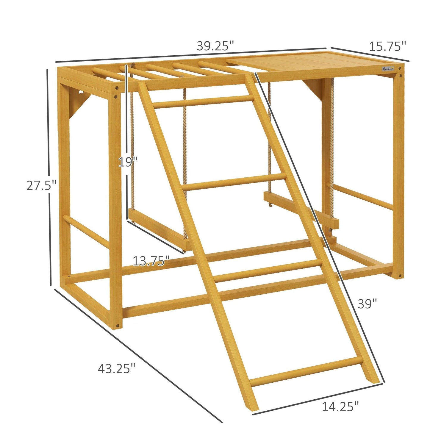 '-PawHut Chicken Activity Play with Swing Set, Wooden Chicken Coop Accessory with Multiple Chicken Perches & Hen Ladder, Yellow - Outdoor Style Company