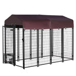 '-PawHut Dog Kennel Outdoor with Rotating Bowl Holders, Walk-in Pet Playpen, Red - Outdoor Style Company