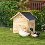 '-PawHut Duck House for 1-3 Ducks, Wooden Small Animal House Outdoor with Openable Roof, Double Doors, Removable Base - Outdoor Style Company