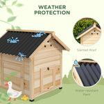 '-PawHut Duck House for 1-3 Ducks, Wooden Small Animal House Outdoor with Openable Roof, Double Doors, Removable Base - Outdoor Style Company