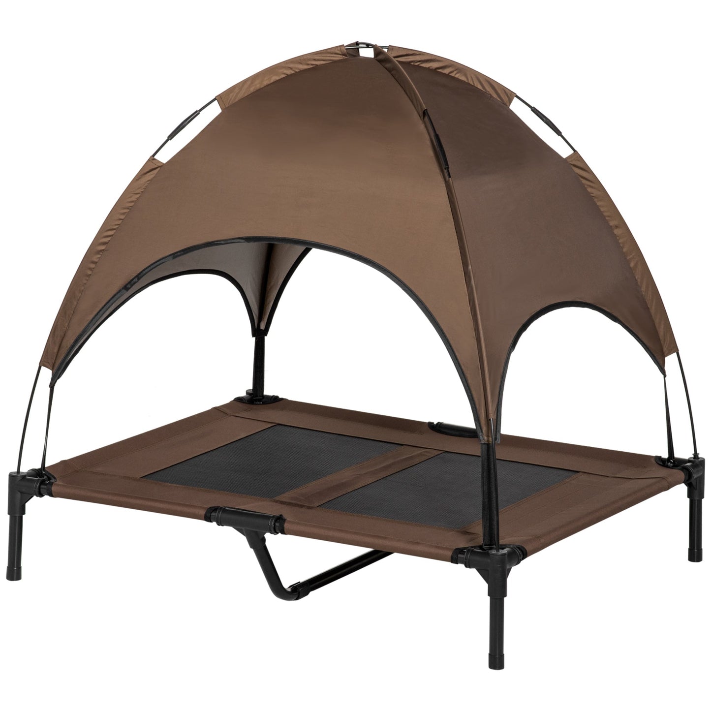 -PawHut Elevated Portable Dog Cot Pet Bed with UV Protection Canopy Shade, 36 inch, Coffee - Outdoor Style Company