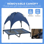 -PawHut Elevated Portable Dog Cot Pet Bed with UV Protection Canopy Shade, 36 inch, Dark Blue - Outdoor Style Company