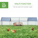 '-PawHut Galvanized Large Metal Chicken Coop Cage, Walk-in Enclosure Poultry Hen Run House with UV & Water-Resistant Cover for Outdoor, 10' x 26' x 6.5' - Outdoor Style Company