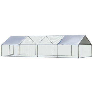 '-PawHut Galvanized Large Metal Chicken Coop Cage, Walk-in Enclosure Poultry Hen Run House with UV & Water-Resistant Cover for Outdoor, 10' x 26' x 6.5' - Outdoor Style Company