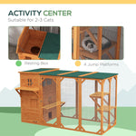 '-PawHut Large Outdoor Cat House for 3 Kitties, Multi-Level Design with Big Hiding Areas, 2 Stories & Multiple Platforms Cat Condo, Orange - Outdoor Style Company