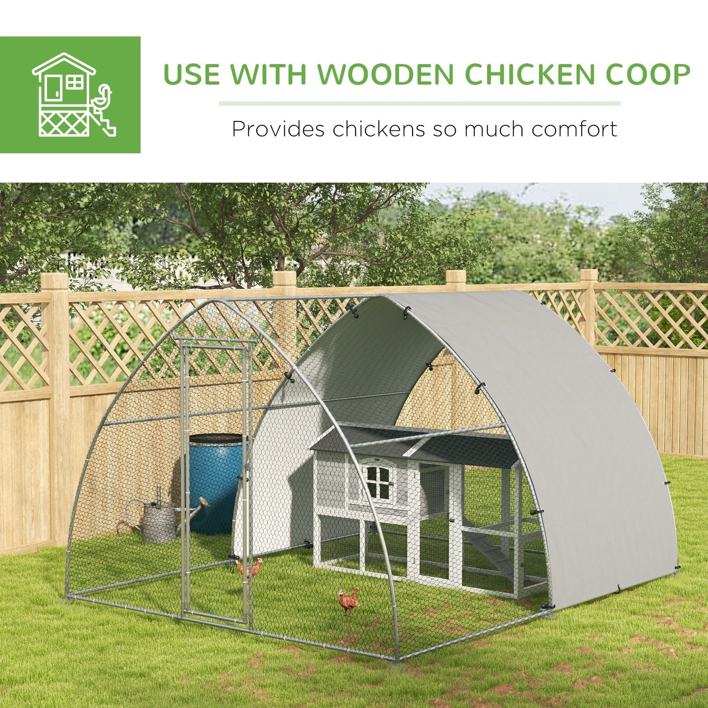 '-PawHut Metal Chicken Coop with Waterproof and Anti-UV Cover, Walk in Poultry Cage Outdoor for 8-12 Chickens, 10' x 12.3' x 7.2' - Outdoor Style Company