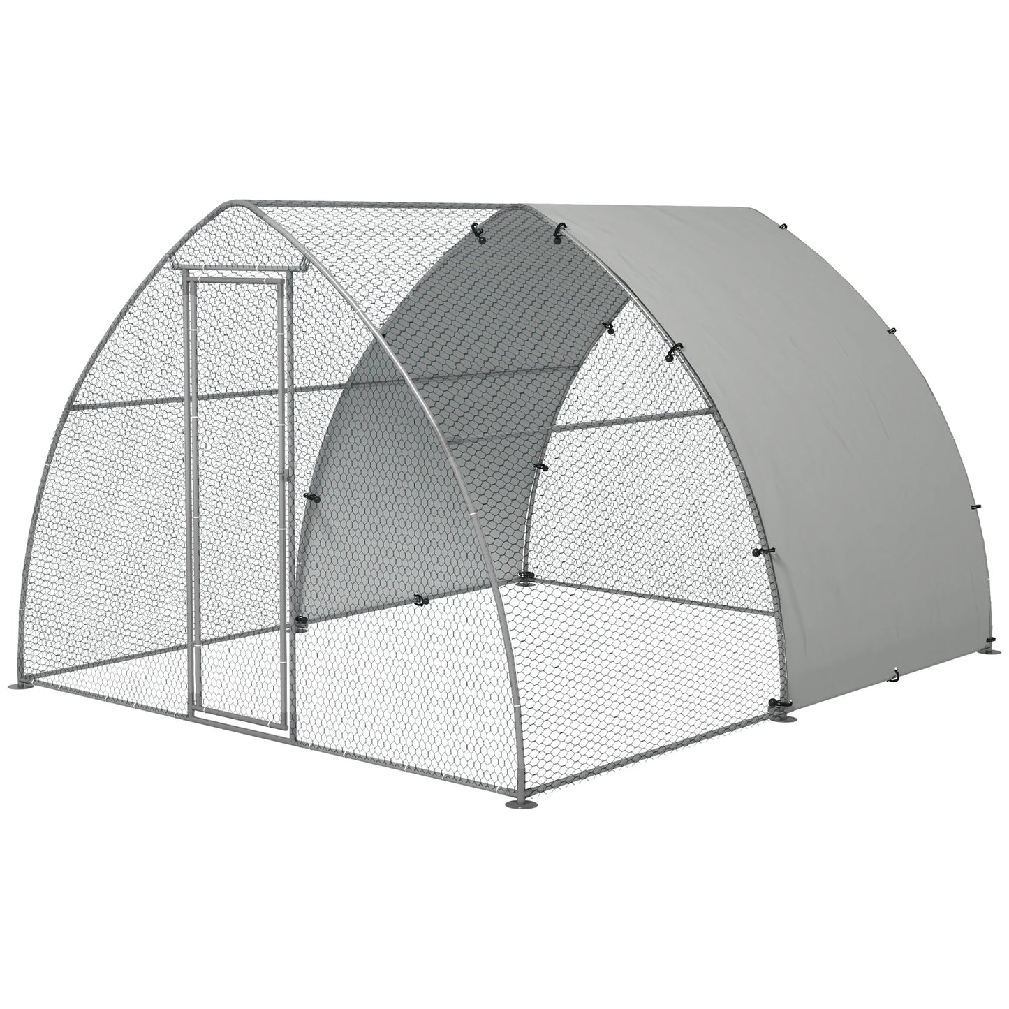 '-PawHut Metal Chicken Coop with Waterproof and Anti-UV Cover, Walk in Poultry Cage Outdoor for 8-12 Chickens, 10' x 12.3' x 7.2' - Outdoor Style Company