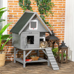 '-PawHut Outdoor Cat House with Terrace, 3-Story Feral Cat House with Weather Resistant Roof, Wooden Cat Shelter with Escape Doors Ramps, Resting Condos - Outdoor Style Company