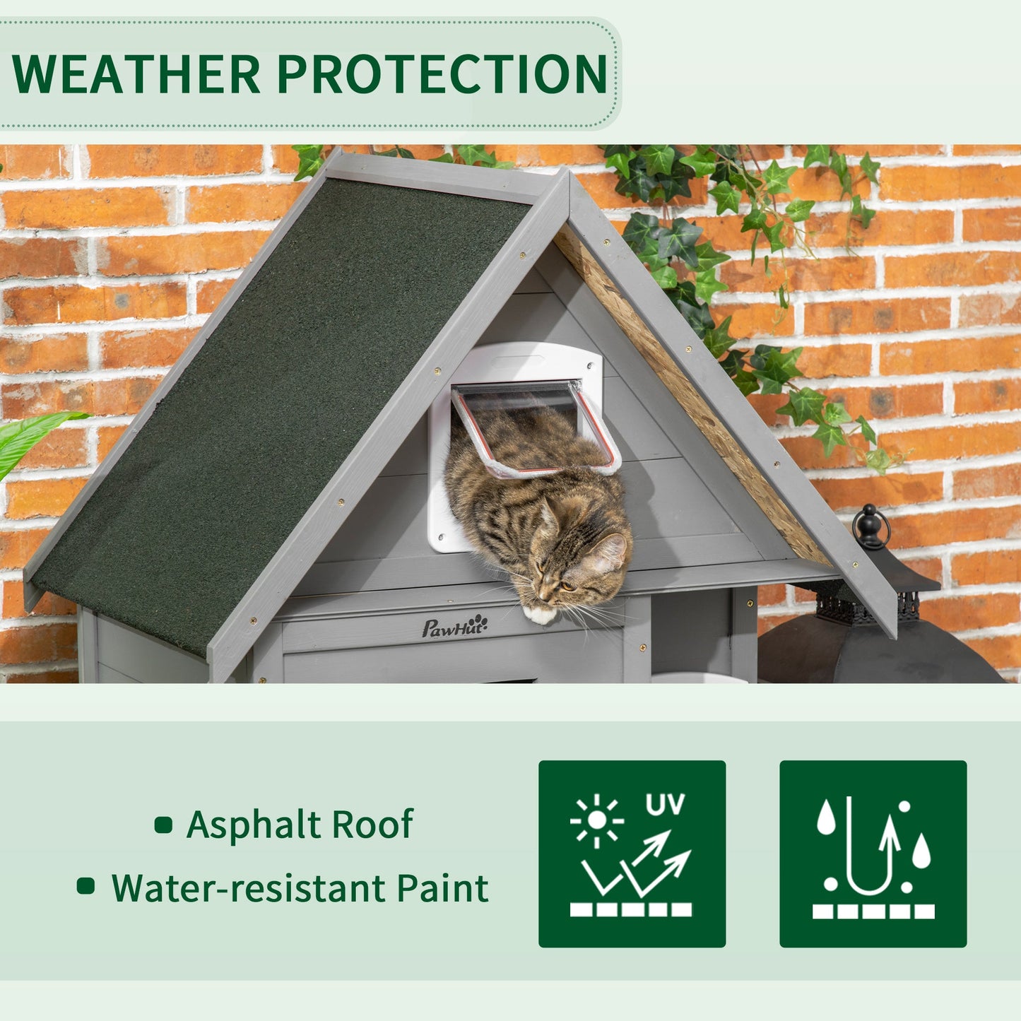 '-PawHut Outdoor Cat House with Terrace, 3-Story Feral Cat House with Weather Resistant Roof, Wooden Cat Shelter with Escape Doors Ramps, Resting Condos - Outdoor Style Company