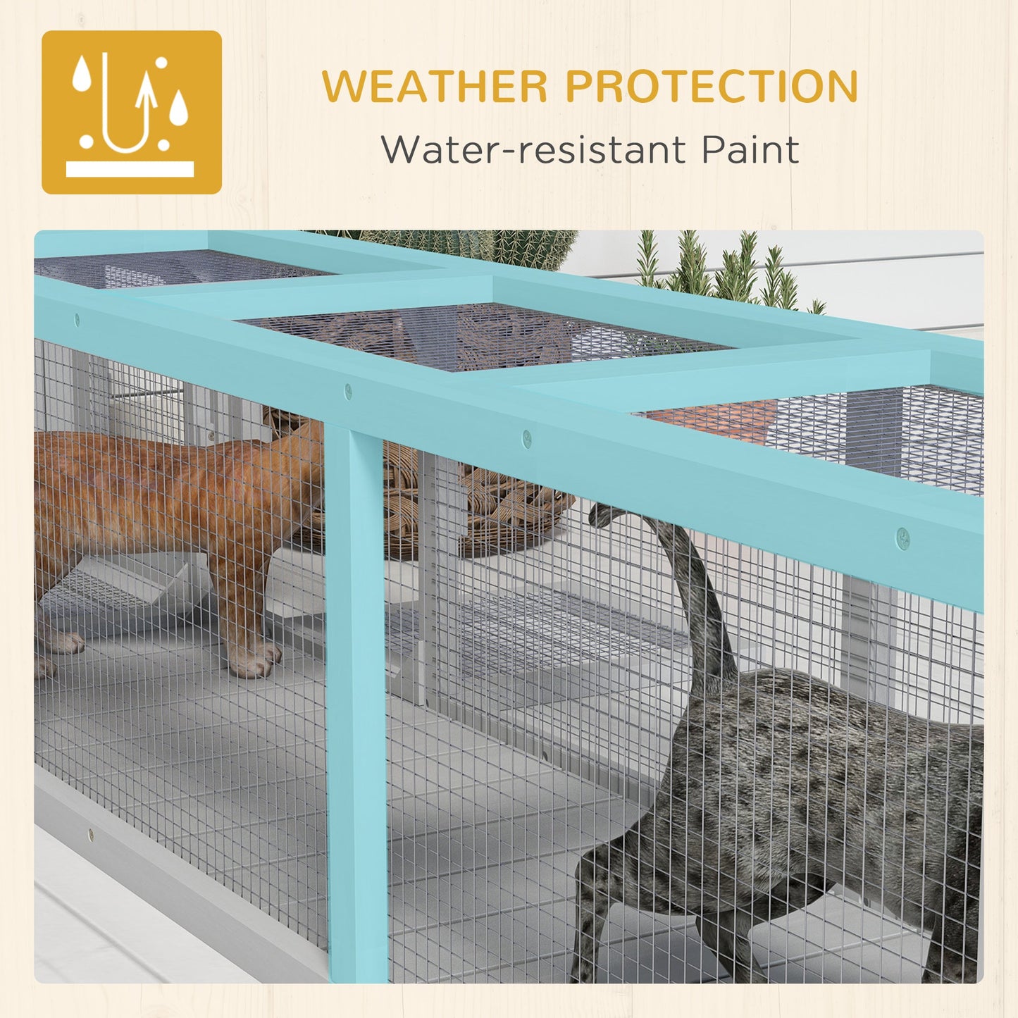 '-PawHut Outdoor Cat Tunnel with Extendable Design, 59" L Wooden Cat Run with Weather Protection, Connecting Inside and Outside, for Deck Patios, Balconies, Light Gray - Outdoor Style Company