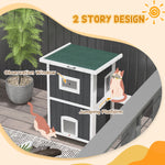 '-PawHut Outside Cat House Wooden Feral Cat House w/ Weatherproof Roof, Removable Floor, Escape Doors, for 1-2 Cats, Gray - Outdoor Style Company