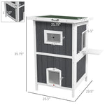 '-PawHut Outside Cat House Wooden Feral Cat House w/ Weatherproof Roof, Removable Floor, Escape Doors, for 1-2 Cats, Gray - Outdoor Style Company