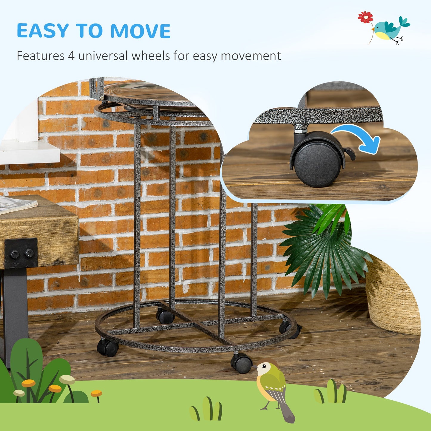 '-PawHut Parrot Stand Large Bird Perch Stand with Toy Hook & 3 Ladders, Parrot Perch, Bird Wooden Stand, Gray - Outdoor Style Company