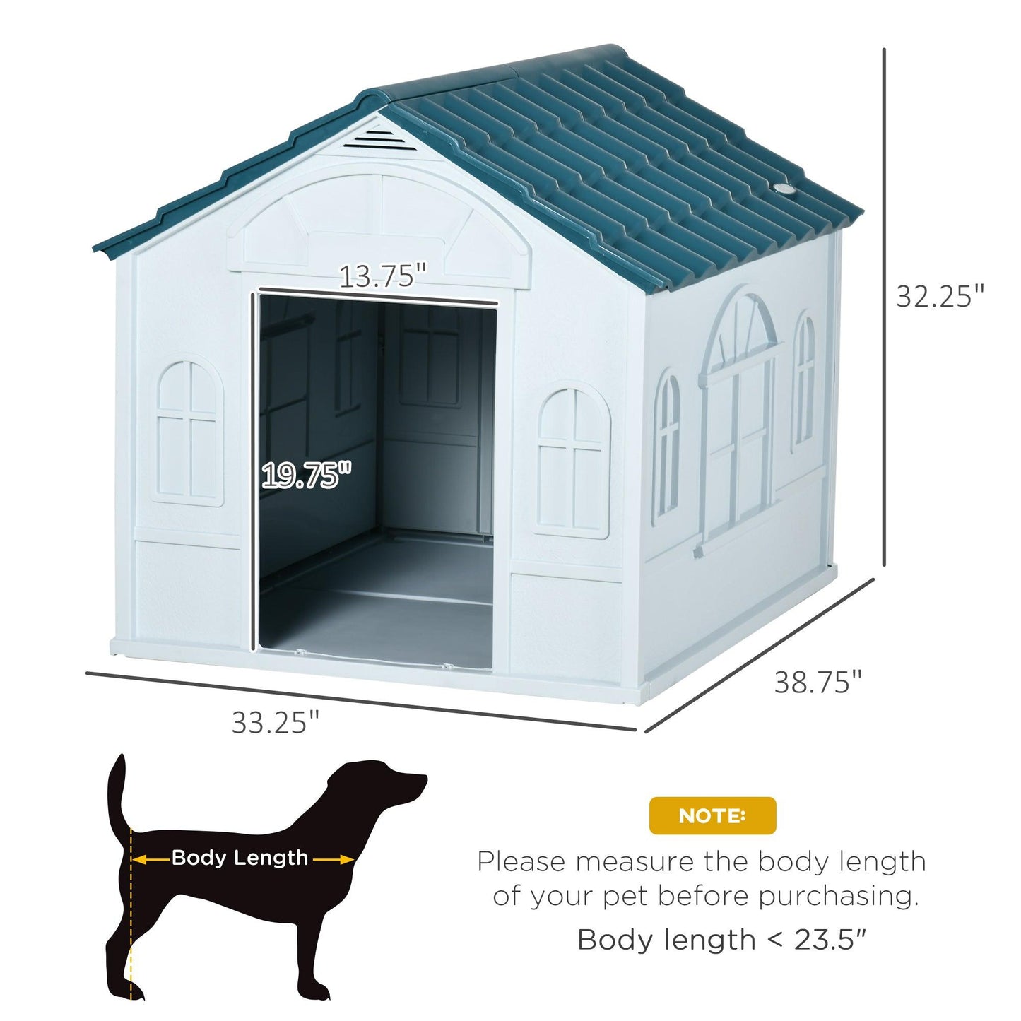 Miscellaneous - PawHut Pet House Water Resistant Puppy Shelter with Door for Indoor Outdoor, Easy to Assemble, for Large Dogs, Blue - Outdoor Style Company