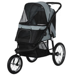 '-PawHut Pet Stroller for Small Dogs with Adjustable Canopy, 3 Big Wheels, Foldable Cat Stroller with Safety Tether, Storage Basket, Gray - Outdoor Style Company