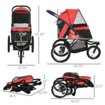 '-PawHut Pet Stroller for Small Dogs with Adjustable Canopy, 3 Big Wheels - Red - Outdoor Style Company