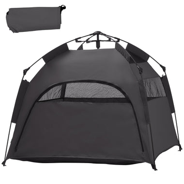 -PawHut Pop Up Dog Tent for Extra Large and Large Dogs with Carry Bag, for Beach, Backyard, Home, Dark Gray - Outdoor Style Company