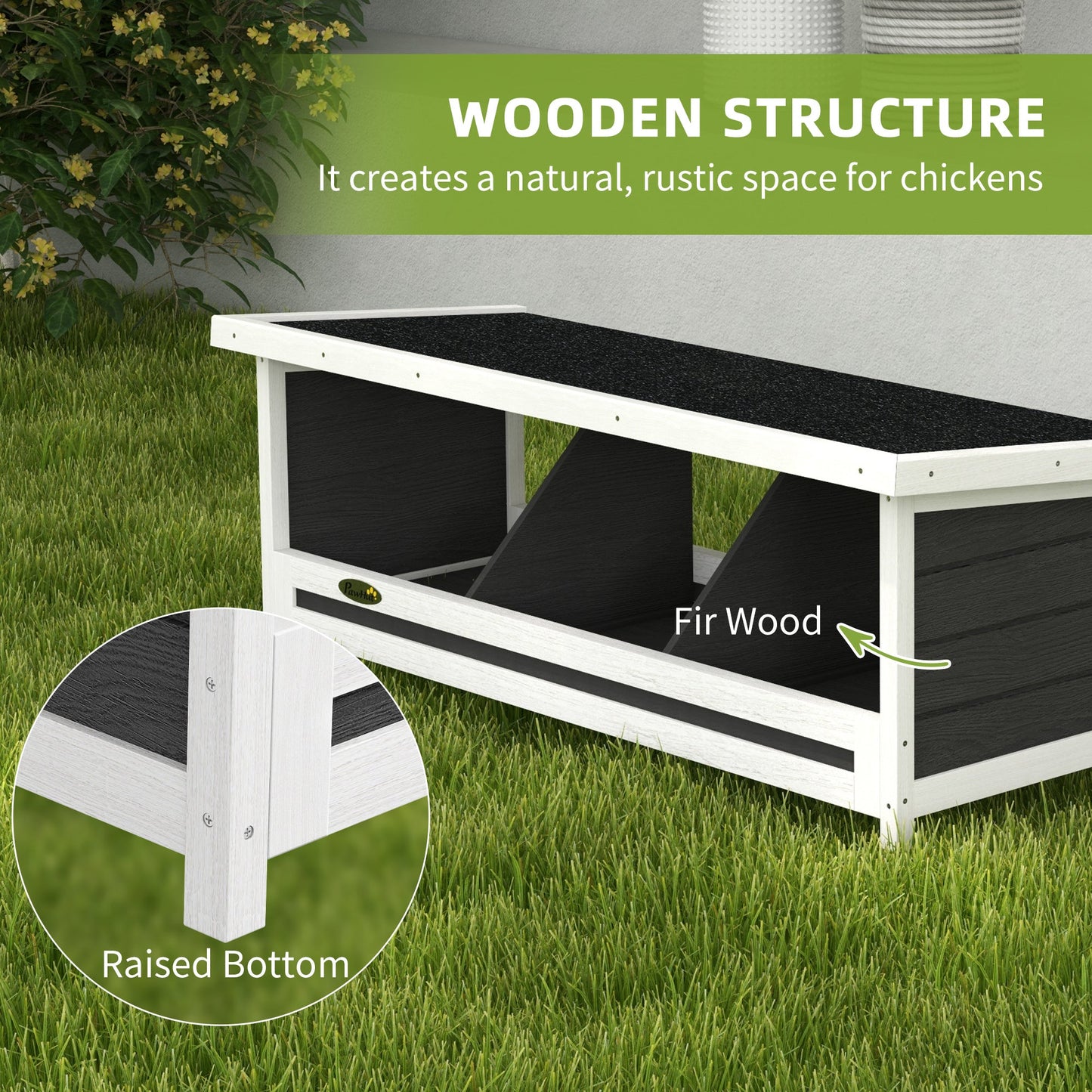 -PawHut Wood Nesting Boxes Chicken Coop Accessories for Up to 3 Chickens, with Asphalt Roof, Gray - Outdoor Style Company