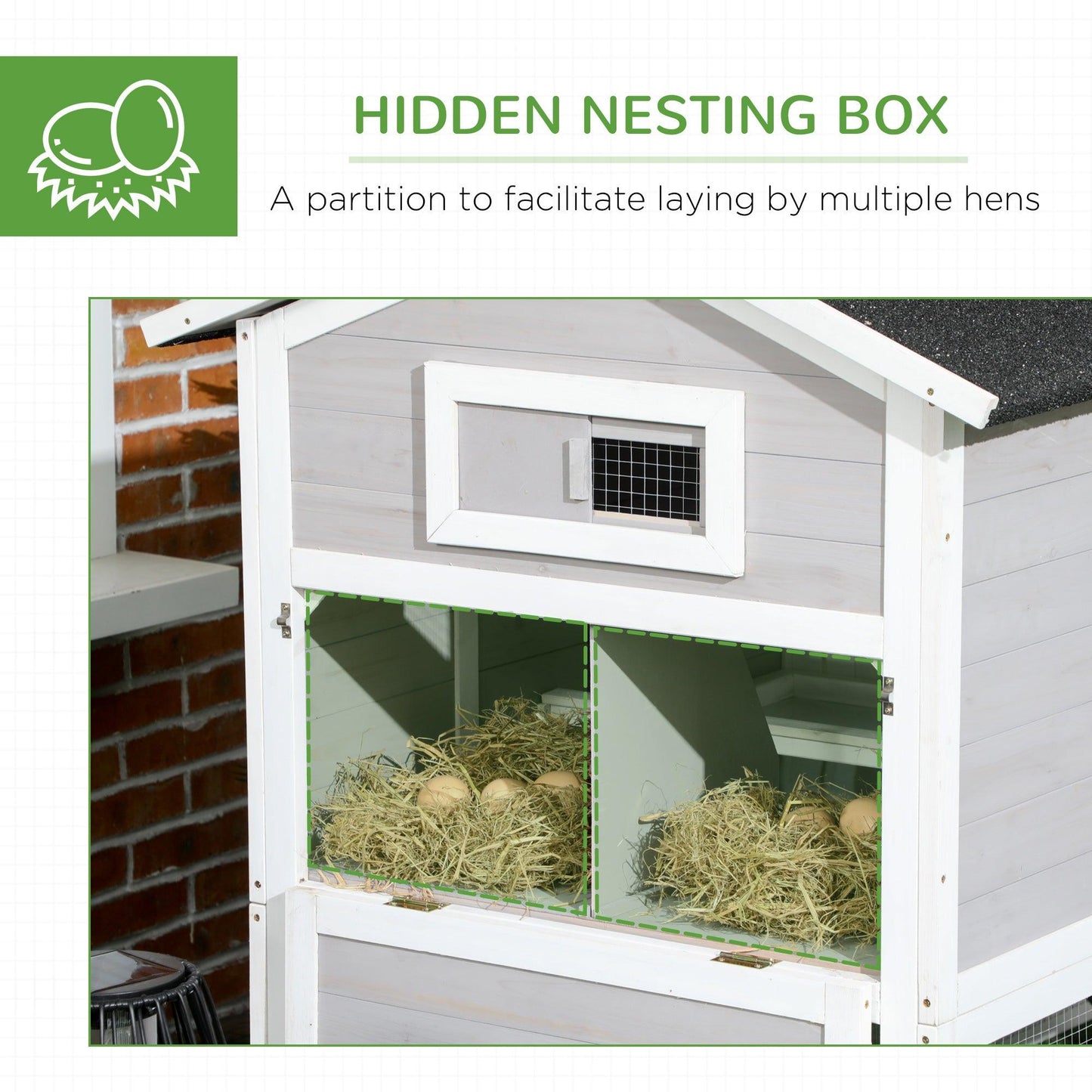 '-PawHut Wooden Chicken Coop with Run for 3-4 Chickens, Hen House with Nesting Box & Removable Tray, Outdoor Poultry Cage, 77.5" x 32.5" x 46", Gray - Outdoor Style Company