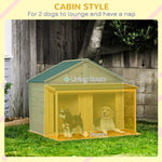 '-PawHut Wooden Dog House Outdoor for 2 Medium Small Dogs with Porch - Outdoor Style Company