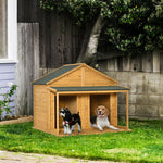 '-PawHut Wooden Dog House Outdoor for 2 Medium Small Dogs with Porch - Outdoor Style Company