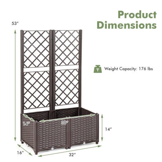  - PE Rattan Raised Garden Bed with Trellis Planter Box for Climbing Plants - Outdoor Style Company