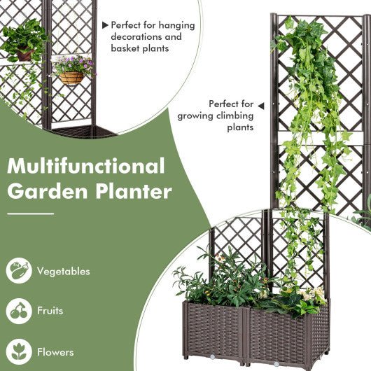  - PE Rattan Raised Garden Bed with Trellis Planter Box for Climbing Plants - Outdoor Style Company