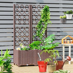  - PE Rattan Raised Garden Bed with Trellis Planter Box for Climbing Plants - Outdoor Style Company